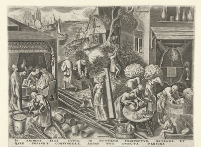 Precaución Prudentia (título sobre objeto) Las siete virtudes (título de la serie) de Philips Galle