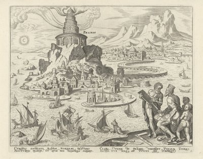 Faro de Alejandría Pharos (título sobre el objeto) Las ocho maravillas del mundo (título de la serie) de Philips Galle