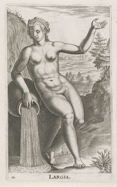 Ninfa de agua Largia Largia (título sobre objeto) Stroom- en waternimfen (título de la serie) pezones oceanítidos y potamidum (título de la serie) de Philips Galle