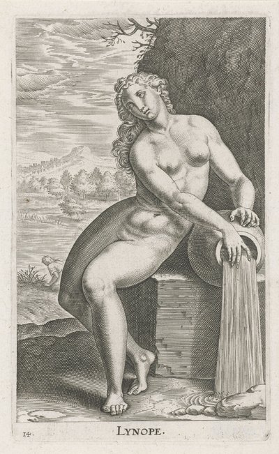 Ninfa del agua Linope Lynope (título sobre objeto) Stroom- en waternimfen (título de la serie) pezones oceanítidos y potamidum (título de la serie) de Philips Galle