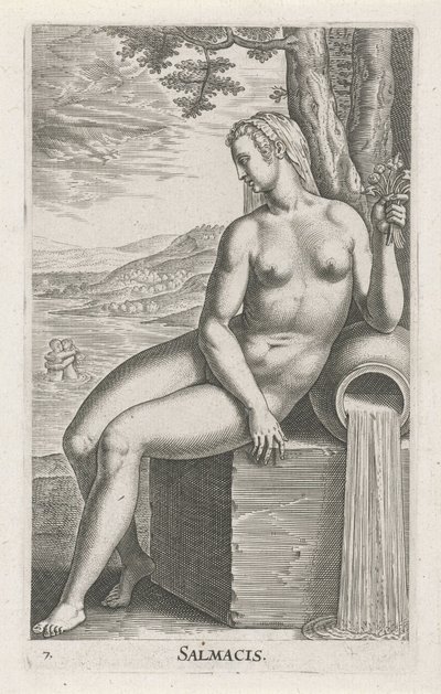 Ninfa de agua Salmacis Salmacis (título sobre objeto) Stroom- en waternimfen (título de la serie) Ninfas oceanítidas, náyade potamidus ephridrid (título de la serie) de Philips Galle