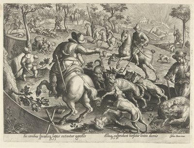 Wolvenjacht conoció la esperanza Jachttaferelen (título de la serie) En el que todo tipo de caza, caza de aves y pesca (título de la serie) de Philips Galle