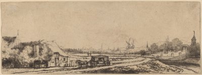 Paisaje con un carruaje de Philips Koninck