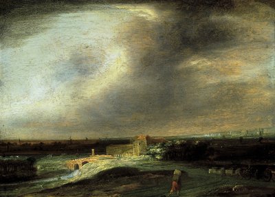 Paisaje con una ciudad lejana de Philips Koninck