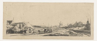 paisaje con un carruaje de Philips Koninck