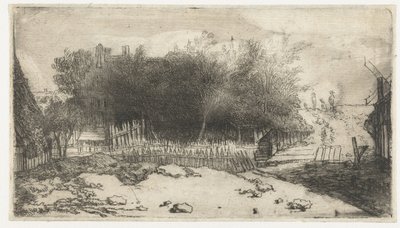 paisaje con una cerca blanca de Philips Koninck