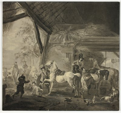 Interior de un establo de Philips Wouwerman