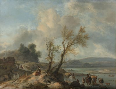 Paisaje con camino de arena junto a un río de Philips Wouwerman