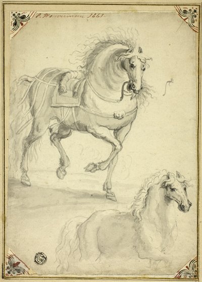 Dos bocetos de caballo al trote de Philips Wouwerman