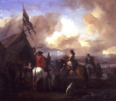 Jinetes en un campamento militar de Philips Wouwermans or Wouwerman
