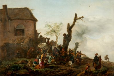 Alegre compañía ante una posada de Philips Wouwermans or Wouwerman
