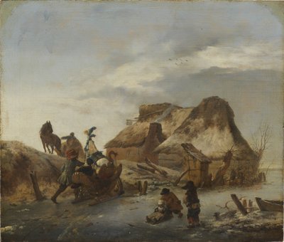 Un noble en trineo sobre el hielo de Philips Wouwermans or Wouwerman