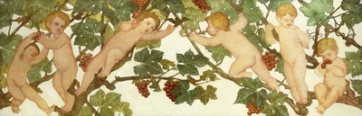 Putti retozando en un viñedo de Phoebe Anna Traquair