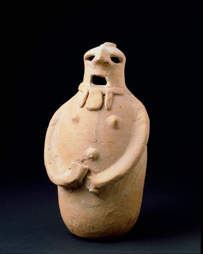 Civilización fenicia: estatuilla ovoide en terracota de Isla Plana (Ibiza). Siglo V a.C. Dim. 24,7 cm Ibiza, museo arqueológico de Phoenician