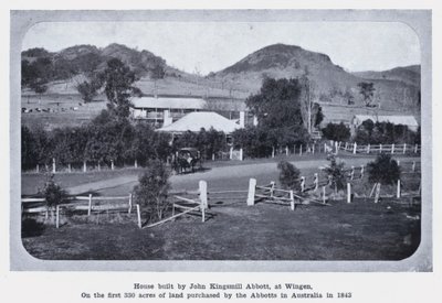 Casa construida por John Kingsmill Abbott, en Wingen, en las primeras 330 acres de tierra compradas por los Abbott en Australia en 1843 de Photographer Australian