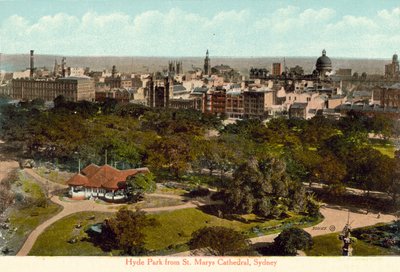 Hyde Park desde la Catedral de St Marys, Sydney (foto a color) de Photographer Australian