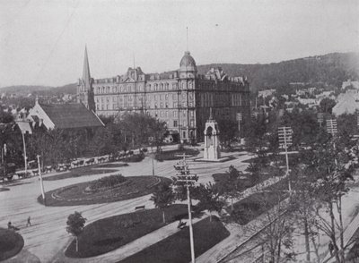 Plaza Dominion y Hotel Windsor, Montreal (foto en b/n) de Photographer Canadian