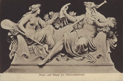 Figuras alegóricas que representan el Rin y el Mosela en el Nationaldenkmal, monumento que conmemora la unificación de Alemania, Rudesheim am Rhein, Hesse de Photographer German