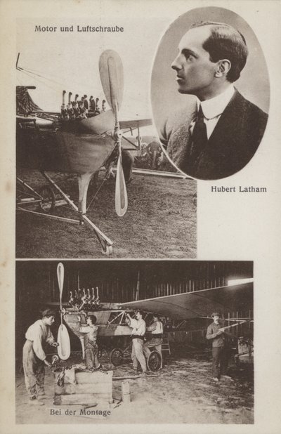 El aviador francés Hubert Latham y su aeroplano de Photographer German