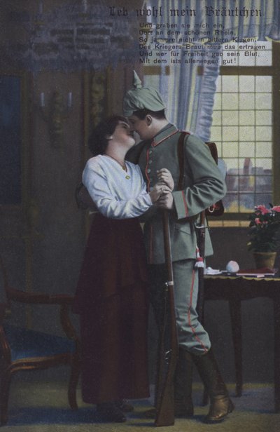 Soldado alemán despidiéndose de su esposa antes de ir a la guerra de Photographer German