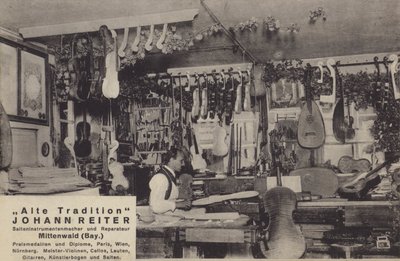 Johann Reiter, fabricante y reparador de instrumentos de cuerda, Mittenwald, Baviera de Photographer German