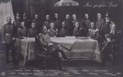 Kaiser Wilhelm II de Alemania con altos comandantes militares alemanes (foto en b/n) de Photographer German