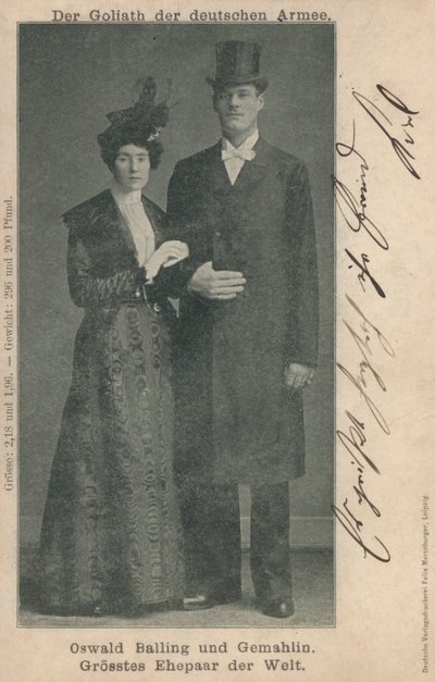 Oswald Balling y su esposa, la pareja casada más alta del mundo de Photographer German