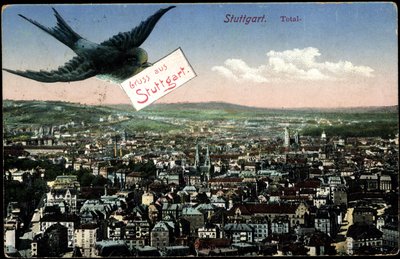 Stuttgart, vista de la ciudad con golondrina de Photographer German