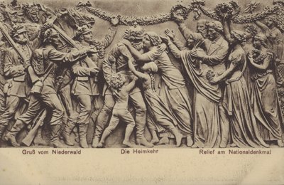 El regreso a casa, relieve en el Nationaldenkmal, monumento que conmemora la unificación de Alemania, Rudesheim am Rhein, Hesse de Photographer German