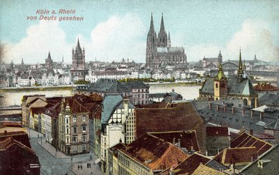 Vista de Colonia a través del Rin desde Deutz, Alemania de Photographer German