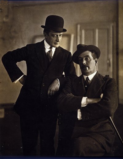 El compositor Giacomo Puccini (1858-1924) y el editor de música Tito Ricordi II (1865-1933). de Photographer Italian