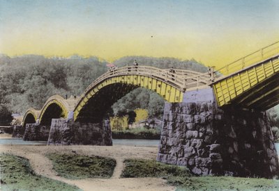 Japón, c.1912: Kintaikyo, "Puente del Cinturón de Damasco," conocido en Japón, provincia de Suwo de Photographer Japanese