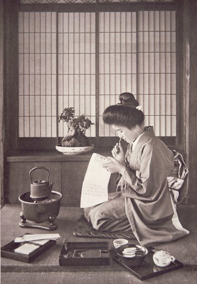Mujer japonesa escribiendo de Photographer Japanese