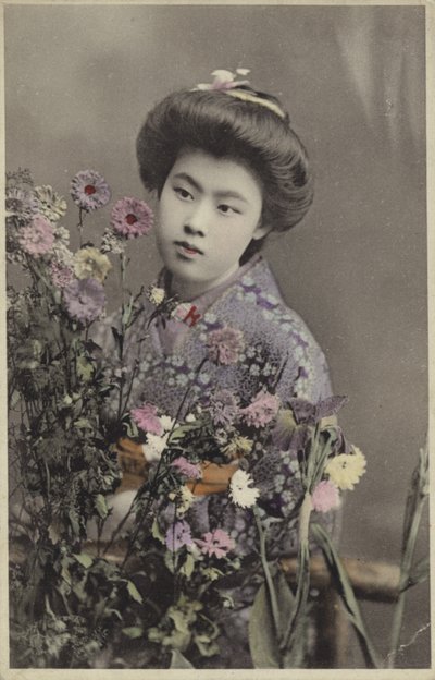 Niña japonesa con flores de Photographer Japanese