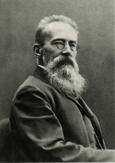 Nikolay Andreievich Rimsky-Korsakov (foto en blanco y negro) de Photographer Russian