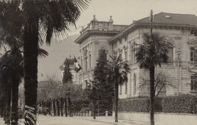 Palacio de Conferencias donde se firmó el Tratado de Locarno en 1925 (foto b/n) de Photographer Swiss