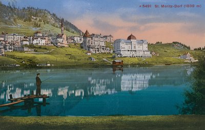 St. Moritz-Dorf. Postal enviada en 1913. de Photographer Swiss