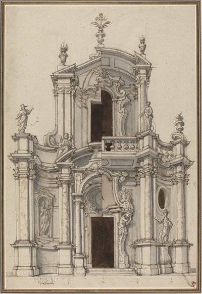 Elevación para una Fachada de Iglesia, con Alternativas de Piedmontese 18th Century