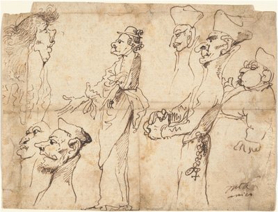 Caricaturas de clérigos y sacerdotes de Pier Francesco Mola