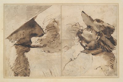 Caricaturas de dos cabezas masculinas de Pier Francesco Mola