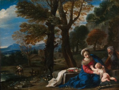 El Descanso en la Huida a Egipto, c.1645 de Pier Francesco Mola