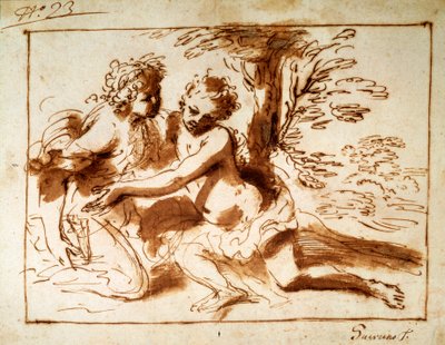 Dos Figuras en un Paisaje, siglo XVII de Pier Francesco Mola
