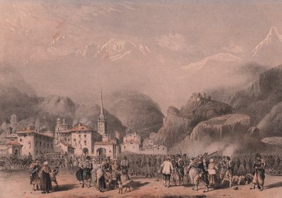 Bivouac de tropas francesas en Susa, Piamonte de Blaise Nicolas Le Sueur