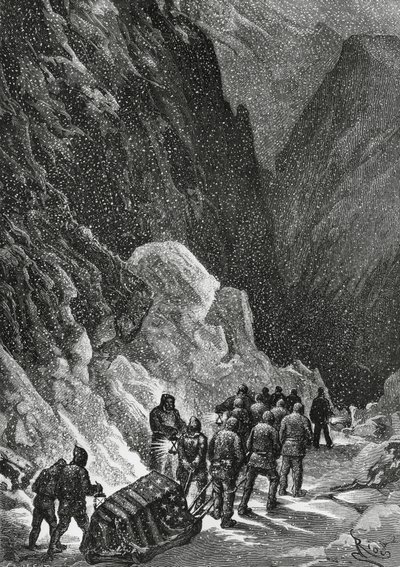 Entierro del Capitán Charles Francis Hall, explorador estadounidense, Groenlandia, noviembre de 1871, expedición Polaris de Blaise Nicolas Le Sueur