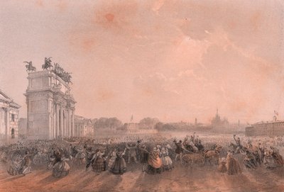 Entrada de Vittorio Emanuele II y Napoleón II en Milán, Lombardía de Blaise Nicolas Le Sueur