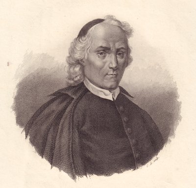 Retrato del presbiteriano e historiador italiano Ludovico Antonio Muratori, grabado en cobre de Blaise Nicolas Le Sueur