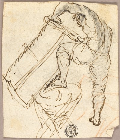Hombre aserrando madera de Pier Leone Ghezzi