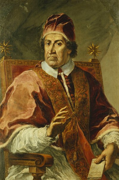 Retrato del Papa Clemente XI, Medio Cuerpo Sentado, con Vestiduras Papales, Sosteniendo una Carta de Pier Leone Ghezzi