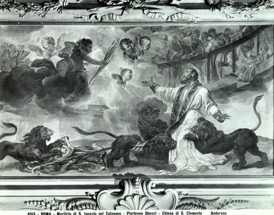 El martirio de San Ignacio de Antioquía en el Coliseo (fresco) (b/n) de Pier Leone Ghezzi