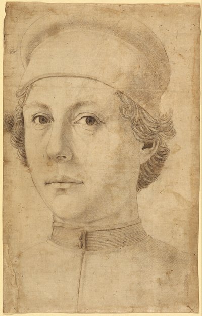 Retrato de un Joven, Cabeza y Hombros, con Gorro de Piero del Pollaiolo